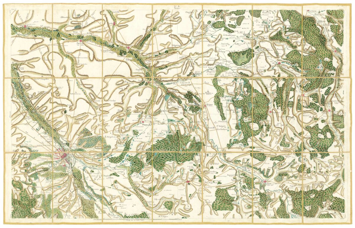 Détail de la carte de Cassini, Troyes, édition d'art