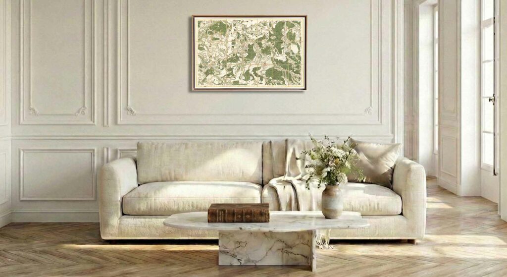 Encadrement caisse américaine en chêne clair pour carte de Cassini - Feuille 82 - Tonnerre