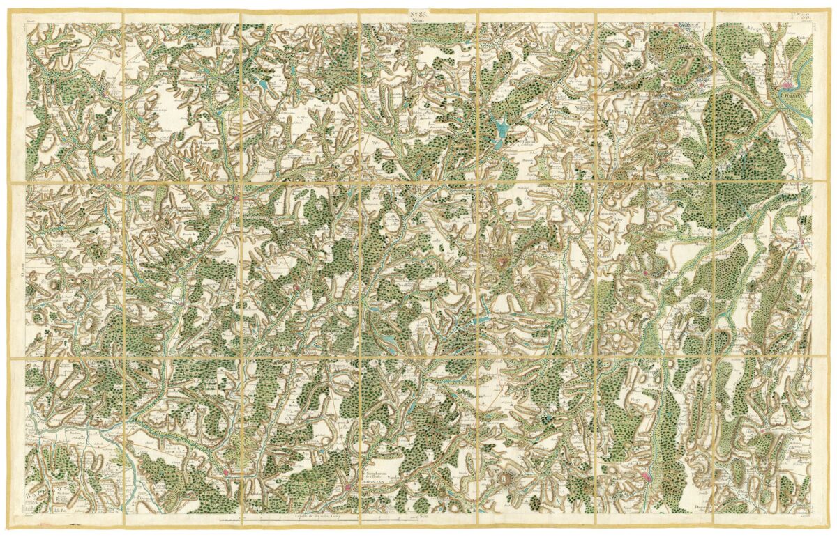 Détail de la carte de Cassini, Chalon-sur-Saône, édition d'art