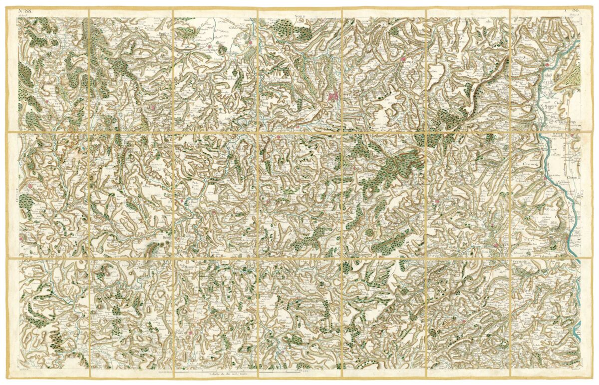 Détail de la carte de Cassini, Saint-Étienne - Saint-Marcellin, édition d'art