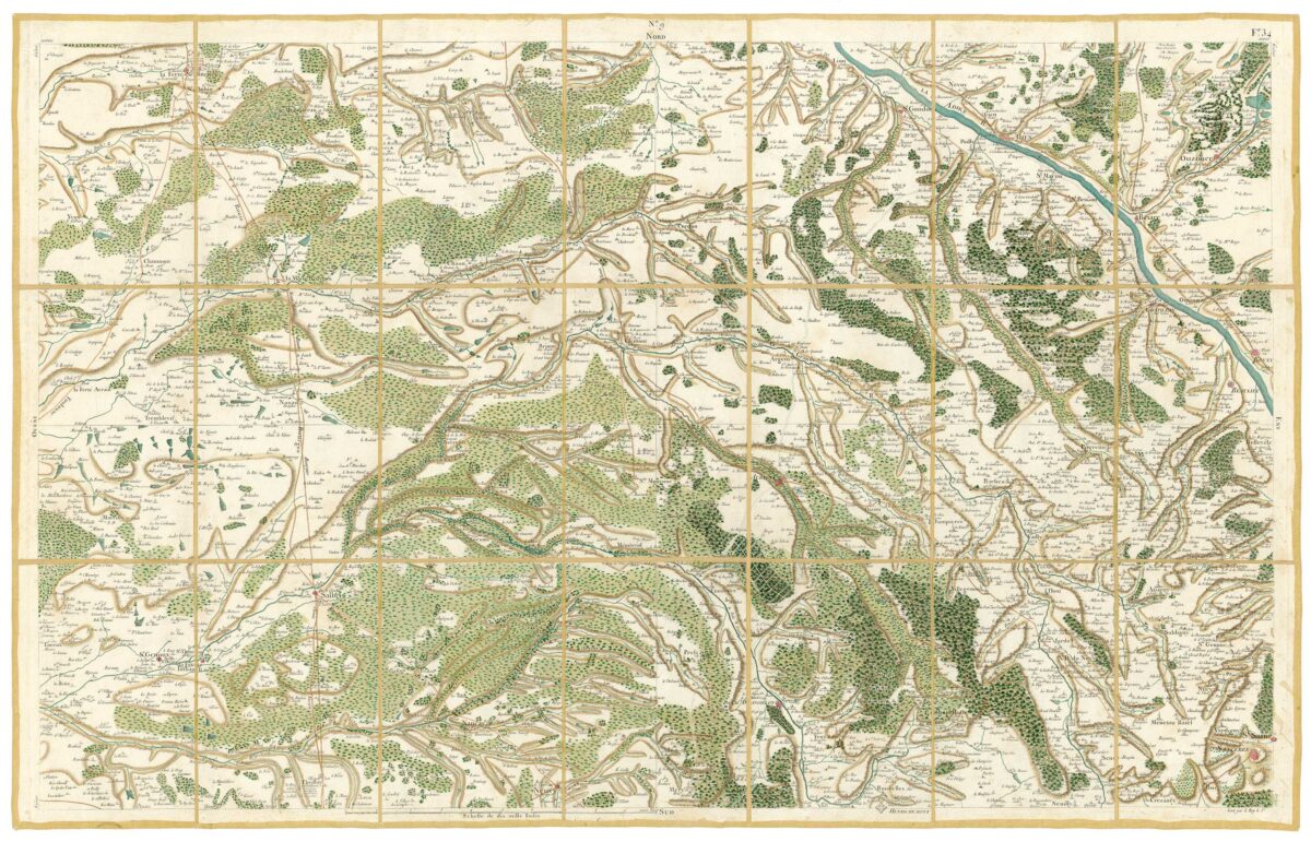 Détail de la carte de Cassini, Gien, édition d'art