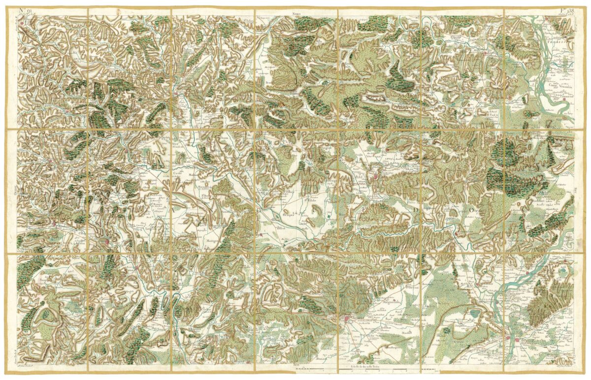 Détail de la carte de Cassini, Nîmes, édition d'art