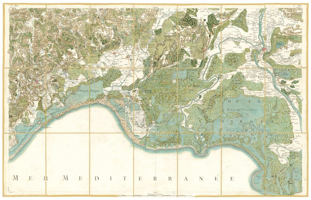 Détail de la carte de Cassini, Montpellier, édition d'art