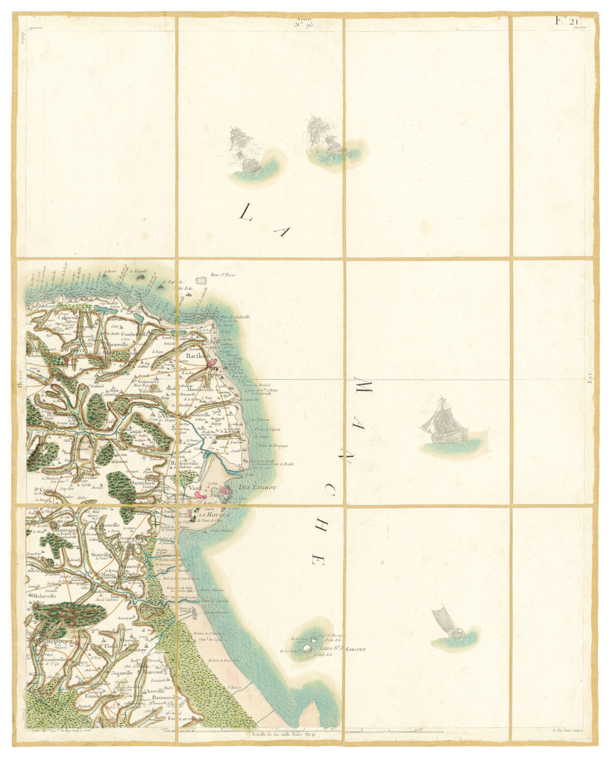 Détail de la carte de Cassini, La Hougue, édition d'art
