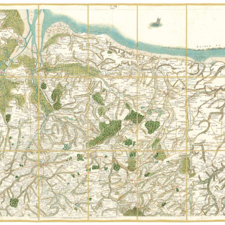 Détail de la carte de Cassini, Bayeux – Caen, édition d'art