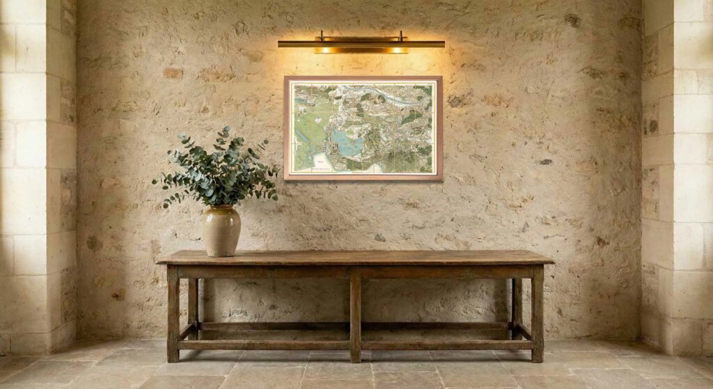 Encadrement classique en chêne clair pour carte de Cassini - Feuille 123 - Aix