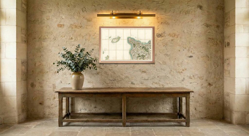 Encadrement classique en chêne clair pour carte de Cassini - Feuille 125 - Cherbourg