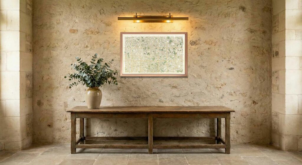 Encadrement classique en chêne clair pour carte de Cassini - Feuille 13 - Aubusson