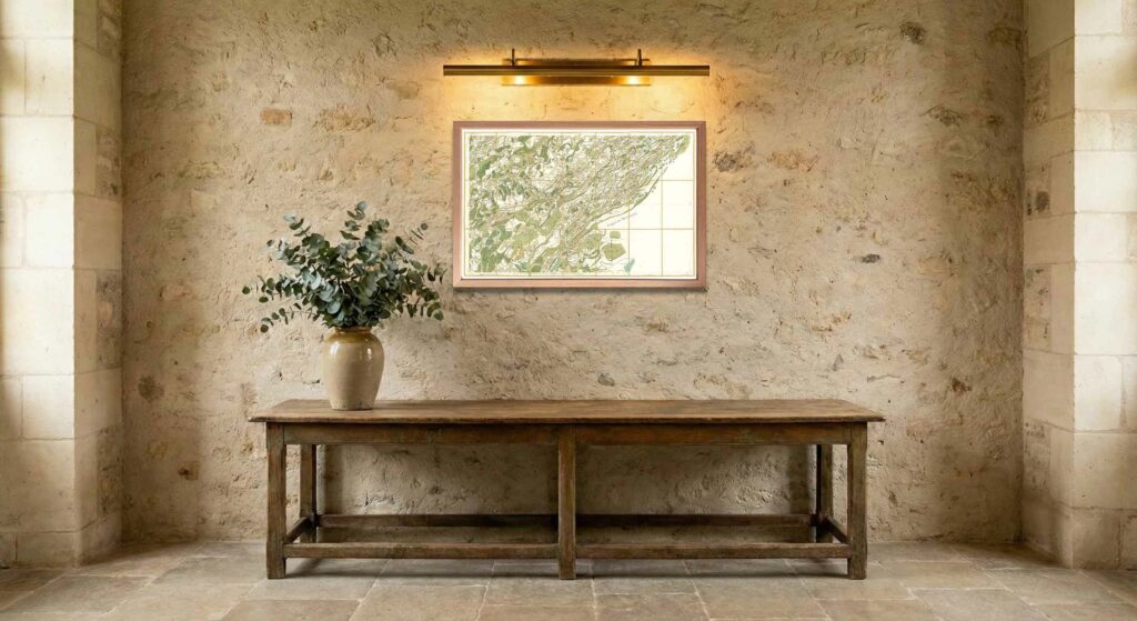 Encadrement classique en chêne clair pour carte de Cassini - Feuille 146 - Besançon