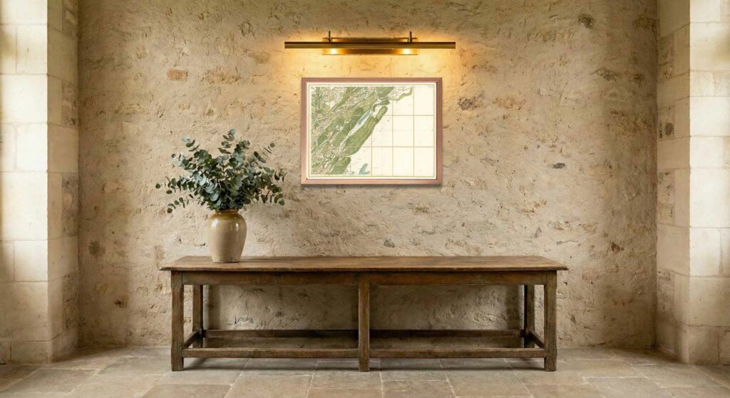 Encadrement classique en chêne clair pour carte de Cassini - Feuille 147 - Nozeroy – Les Rousses