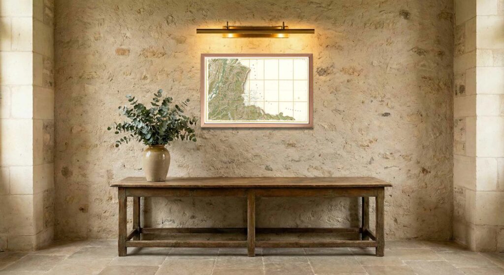 Encadrement classique en chêne clair pour carte de Cassini - Feuille 150 - Fort Barraux