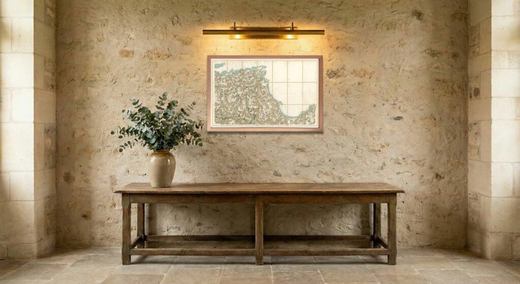 Encadrement classique en chêne clair pour carte de Cassini - Feuille 156 - Tréguier