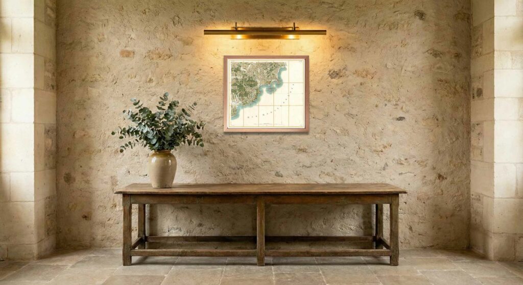 Encadrement classique en chêne clair pour carte de Cassini - Feuille 169 - Antibes