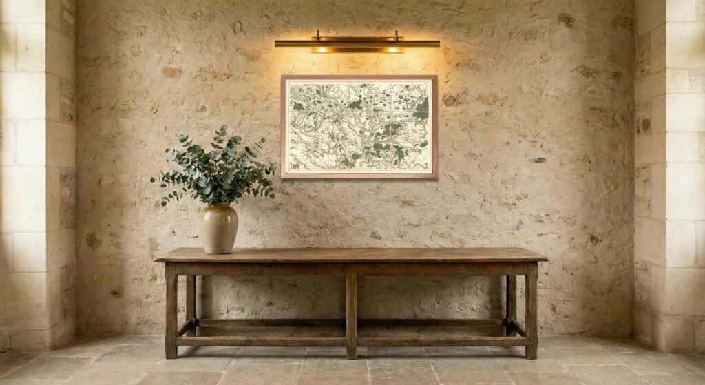 Encadrement caisse américaine en chêne clair pour carte de Cassini - Feuille 1 - Paris