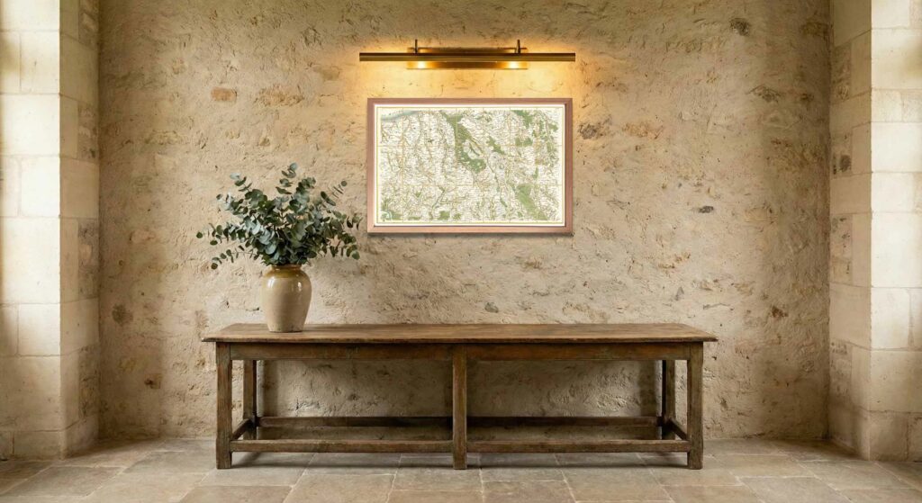 Encadrement classique en chêne clair pour carte de Cassini - Feuille 24 - Forges – Neufchâtel