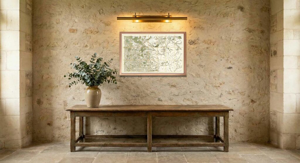 Encadrement classique en chêne clair pour carte de Cassini - Feuille 27 - Chartres