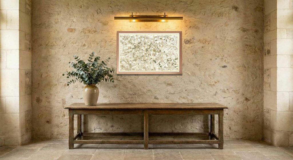 Encadrement classique en chêne clair pour carte de Cassini - Feuille 3 - Amiens