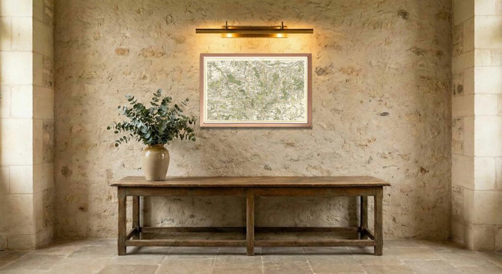 Encadrement classique en chêne clair pour carte de Cassini - Feuille 30 - Loches