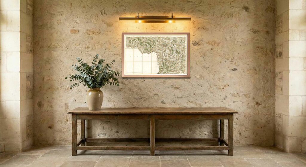 Encadrement classique en chêne clair pour carte de Cassini - Feuille 40 - Ax