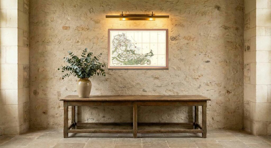 Encadrement classique en chêne clair pour carte de Cassini - Feuille 41 - Lille