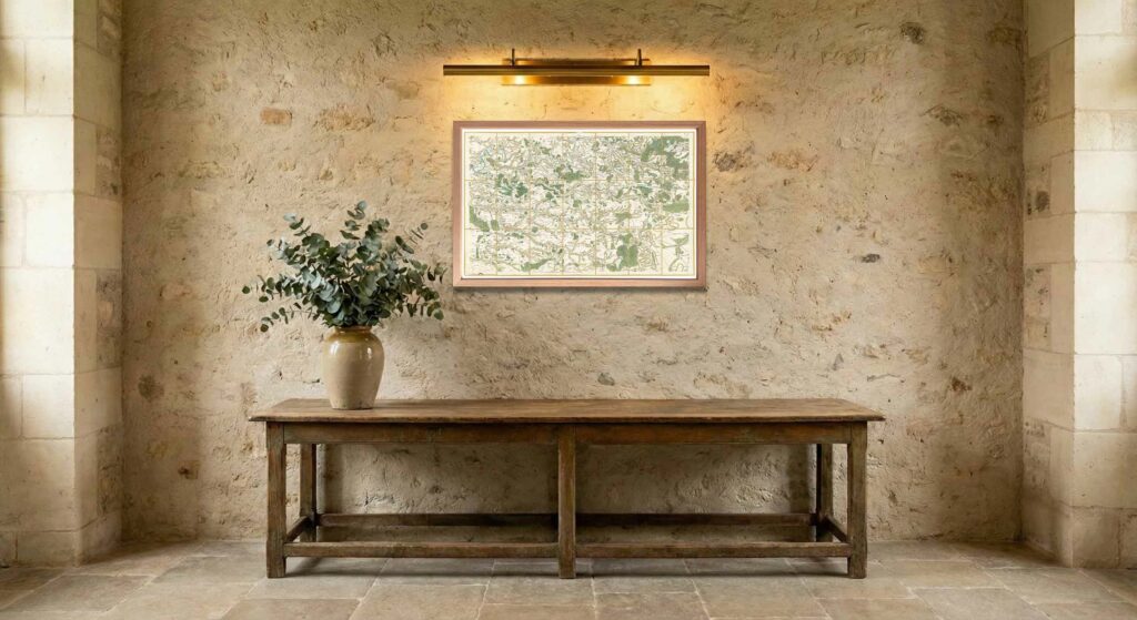 Encadrement classique en chêne clair pour carte de Cassini - Feuille 45 - Meaux