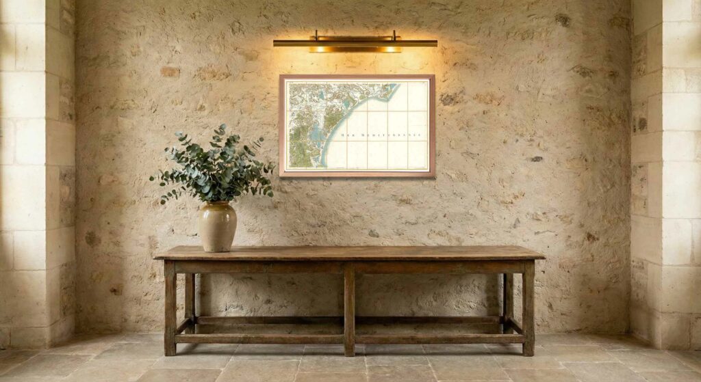 Encadrement classique en chêne clair pour carte de Cassini - Feuille 58 - Narbonne