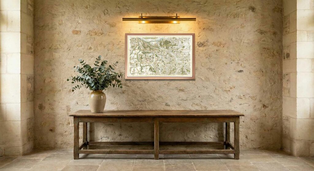 Encadrement classique en chêne clair pour carte de Cassini - Feuille 66 - Richelieu – Saumur