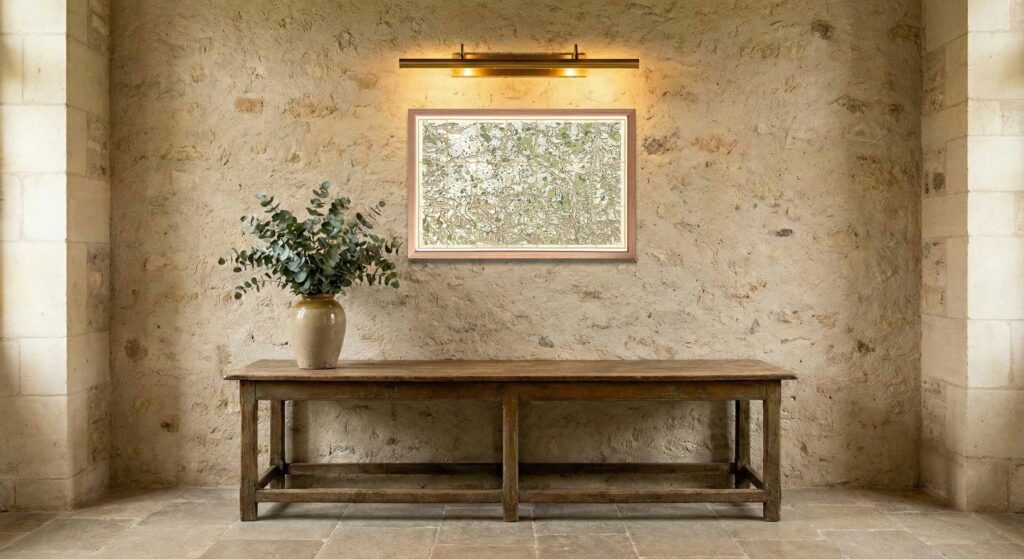 Encadrement classique en chêne clair pour carte de Cassini - Feuille 68 - Charroux