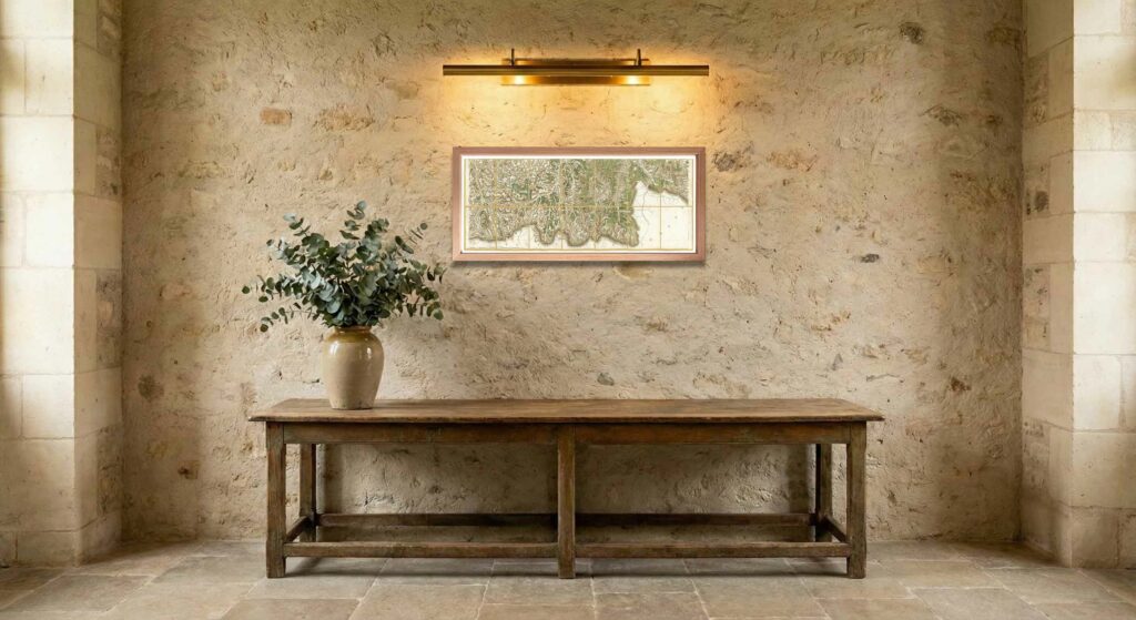 Encadrement classique en chêne clair pour carte de Cassini - Feuille 76 - Luchon – Barèges – Bagnères