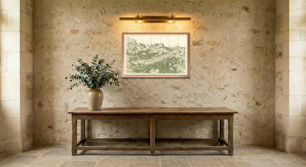 Encadrement classique en chêne clair pour carte de Cassini - Feuille 77 - Rocroi