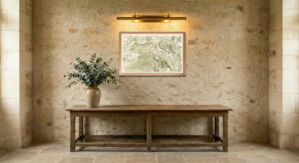 Encadrement classique en chêne clair pour carte de Cassini - Feuille 9 - Gien