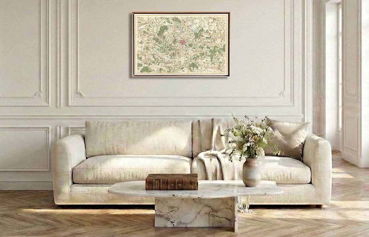 Collection complète des 181 feuilles de la carte de Cassini encadrées en chêne clair